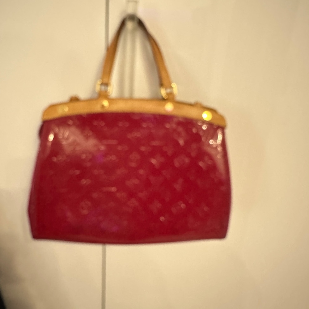 Louis Vuitton Red Patent Monogram Tote with Tan Trim - Picture 2 of 3